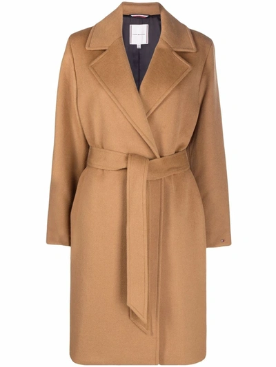 Tommy Hilfiger Belted Double-breasted Wool Coat In Countryside Khaki