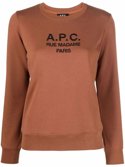 Apc Embroidered Logo Cotton Sweatshirt In Red