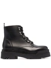 LIU •JO CALF LEATHER LACE-UP BOOTS