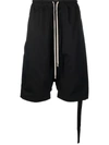 Rick Owens Black Porterville Blistered Leather Shorts In Schwarz