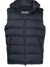 Herno Quilted Hooded Gilet In Blau