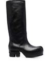 RICK OWENS LEATHER MID-CALF BOOTS