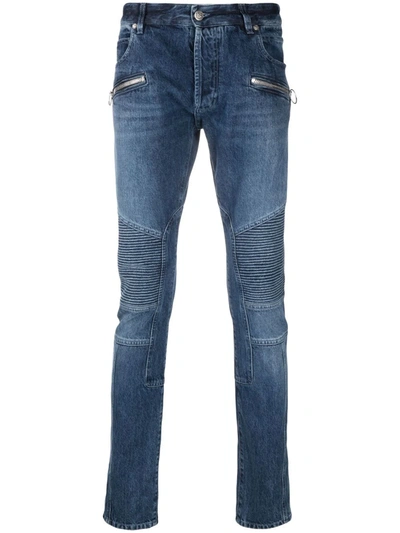 Balmain Skinny Jeans With Inserts In Blue