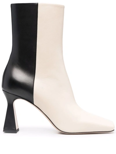 Wandler Two-tone Isa Ankle Boots In Leather In Black