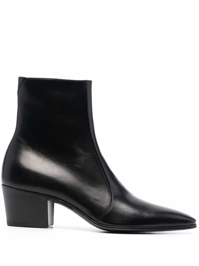 Saint Laurent Pointed-toe Ankle Boots In Schwarz