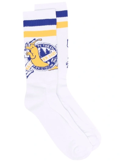 424 Intarsia-knit Ankle Socks In White