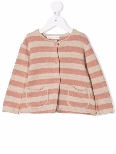 Zhoe & Tobiah Babies' Striped Buttoned Cardigan In Pink