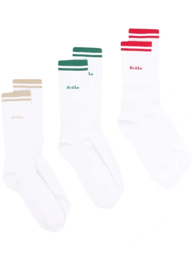 Drôle De Monsieur Ankle Sock Set In White