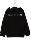 Balmain Teen Raised Logo Cotton Sweatshirt In Black