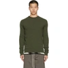 Rick Owens Green Cashmere Biker Crewneck Sweater In 15 Green