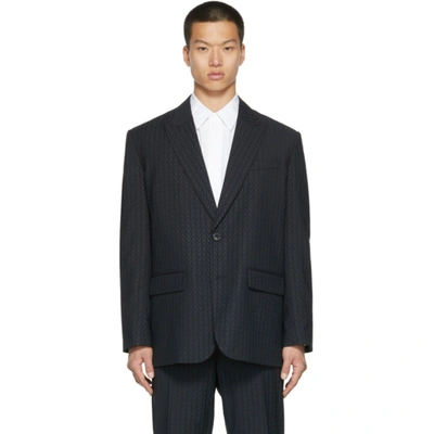 Valentino Monogram-jacquard Wool Jacket In Grey