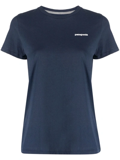 Patagonia Logo-print Organic Cotton T-shirt In Blau