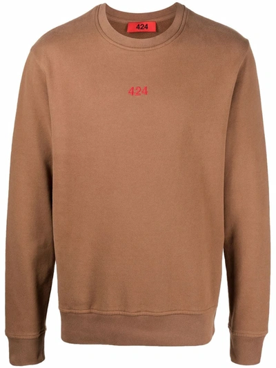 424 Logo Embroidery Cotton Sweatshirt In Beige