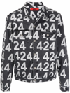 424 Logo-print Cotton-blend Denim Jacket In Black