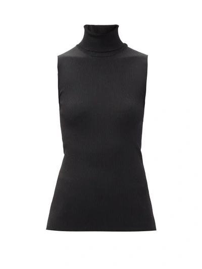 The Row Desio High-neck Silk-jersey Sweater Vest In Black