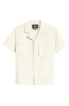 Native Youth 3d Pocket Cotton Button-up Camp Shirt In Stone