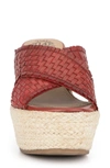Vintage Foundry Lorie Leather Espadrille Platform Wedge Sandal In Red