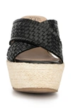 Vintage Foundry Lorie Leather Espadrille Platform Wedge Sandal In Black