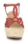 Vintage Foundry Eloise Leather Espadrille Platform Wedge Sandal In Red
