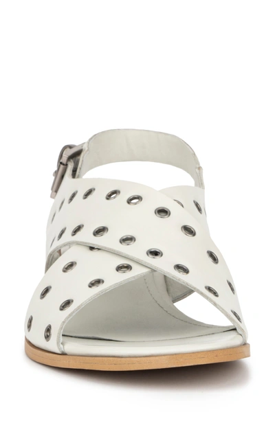 Vintage Foundry Carmine Leather Grommet Sandal In White