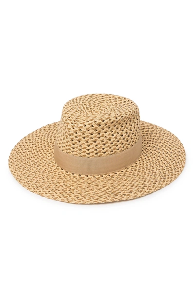 Eric Javits Cannes Ii Wide Brim Woven Fedora In Peanut