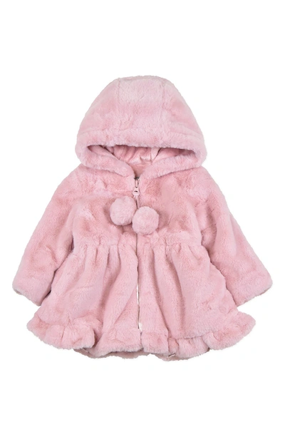 Widgeon Babies' Faux Fur Pompom Tulip Coat In Spf Strawberry Puff
