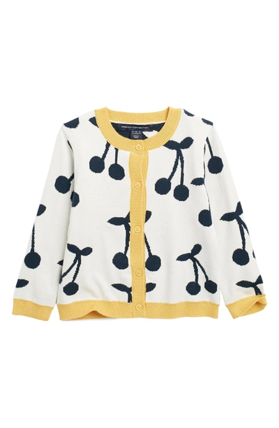 French Connection Kids' Cherry Contrast Button Front Cardigan In Snow White