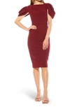 Alexia Admor Draped Shoulder Sheath Dress In Cranberry