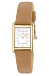 Porsamo Bleu Karolina Diamond Leather Strap Watch, 21.5mm X 30mm In Gold-cognac