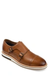 Thomas & Vine Thatcher Perforated Leather Monk Strap Derby In Cognac