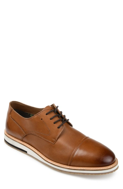 Thomas & Vine Hartley Perforated Cap Toe Leather Derby In Brown