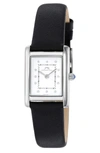 Porsamo Bleu Karolina Diamond Leather Strap Watch, 21.5mm X 30mm In Silver-black