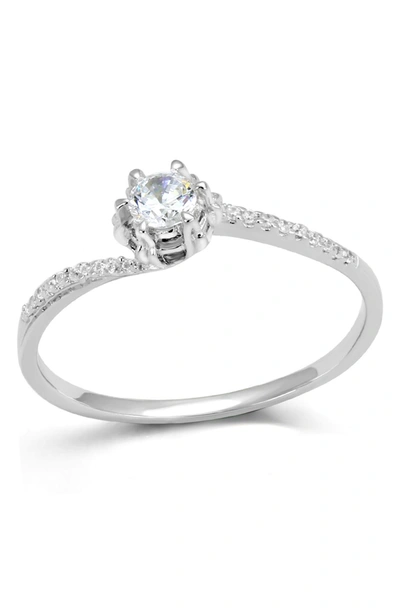 Covet Dainty Cz Engagement Ring In Rhodium