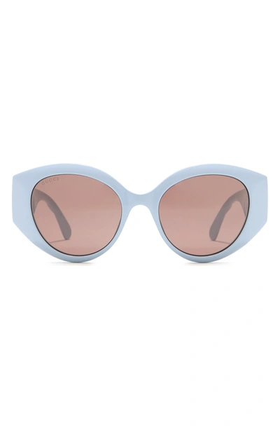 Gucci 52mm Oval Sunglasses In Light Blue