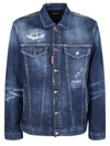 Dsquared2 Contrast-sleeve Denim Jacket In Blue