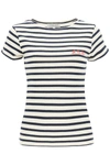 Maison Labiche Striped Organic Cotton T-shirt In Ivory Navy (white)