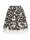 Comme Des Garçons Graffiti Print Layered Skirt In Black&white