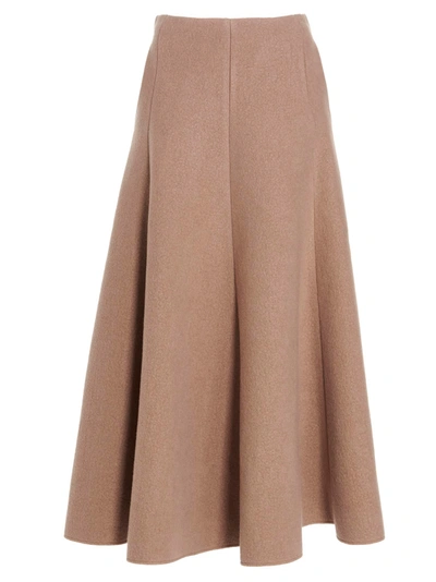 Gabriela Hearst Maureen High-rise Pleated Midi Skirt In Camel