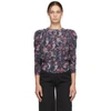 ISABEL MARANT NAVY SILK ZARGA BLOUSE