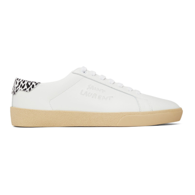 Saint Laurent Men's Sl 06 Signature Logo Leather Low-top Sneakers In White