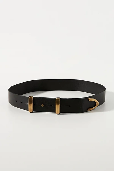 Ada Sleek Western Leather Belt In Black