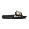 Jimmy Choo Fitz Embellished Canvas-leather Slides In V Black