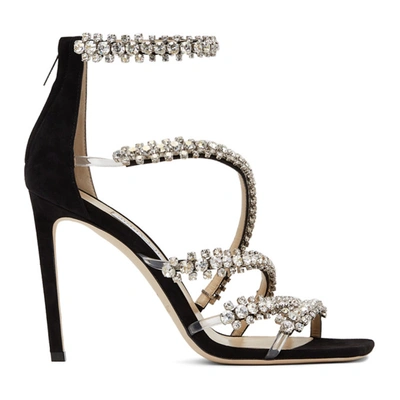 Jimmy Choo Josefine Crystal Strappy Cocktail Stiletto Sandals, Black In Latcry