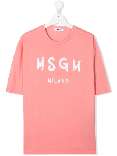 Msgm Teen Logo-print T-shirt In Pink
