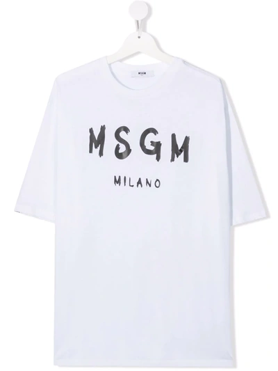 Msgm Teen Logo-print T-shirt In White