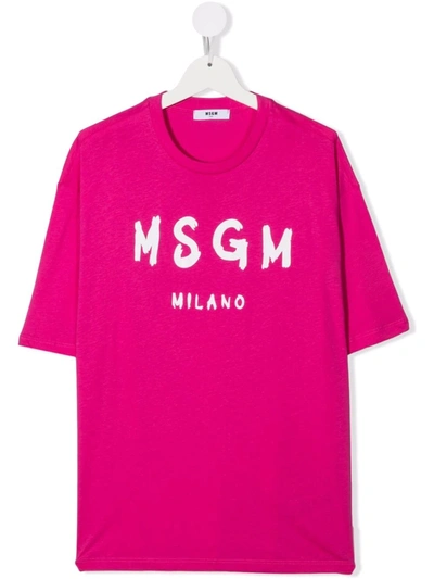 Msgm Teen Logo-print T-shirt In Pink