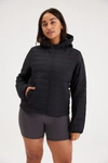 GIRLFRIEND COLLECTIVE BLACK HOODED PACKABLE PUFFER,6723181903935