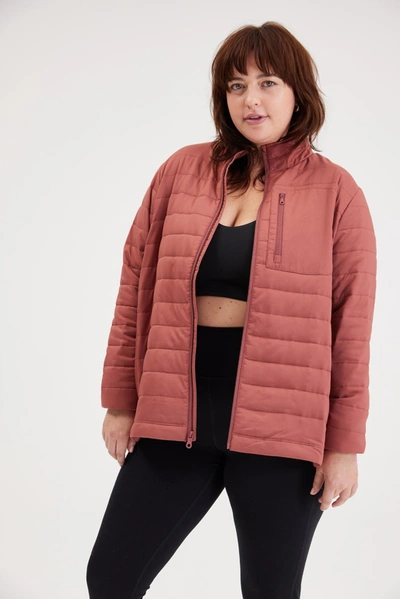 Girlfriend Collective Jam Packable Puffer In Red