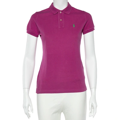 Pre-owned Polo Ralph Lauren Fuchsia Cotton Pique Skinny Fit Polo T-shirt In Pink