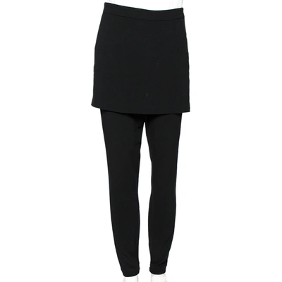 Pre-owned Dolce & Gabbana Black Crepe Skirt Overlap Trousers L